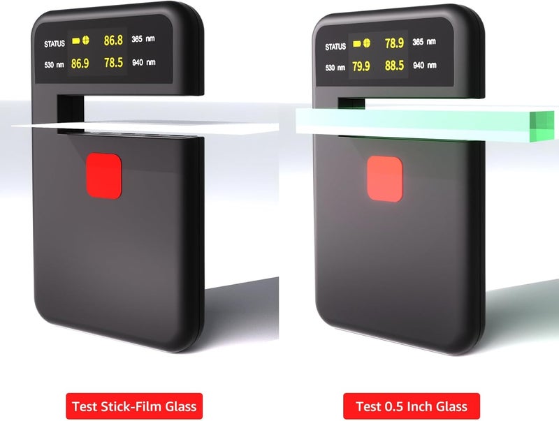 EberSpec Digital Tint Meter Handheld Window Tint Solar Film Transmission Meter Type-C Charge VLT UV IR Detection Transmittance Meter Automatic Calibration Auto Glass Solar Film Tester Max 1/2" Thickness - Image 3